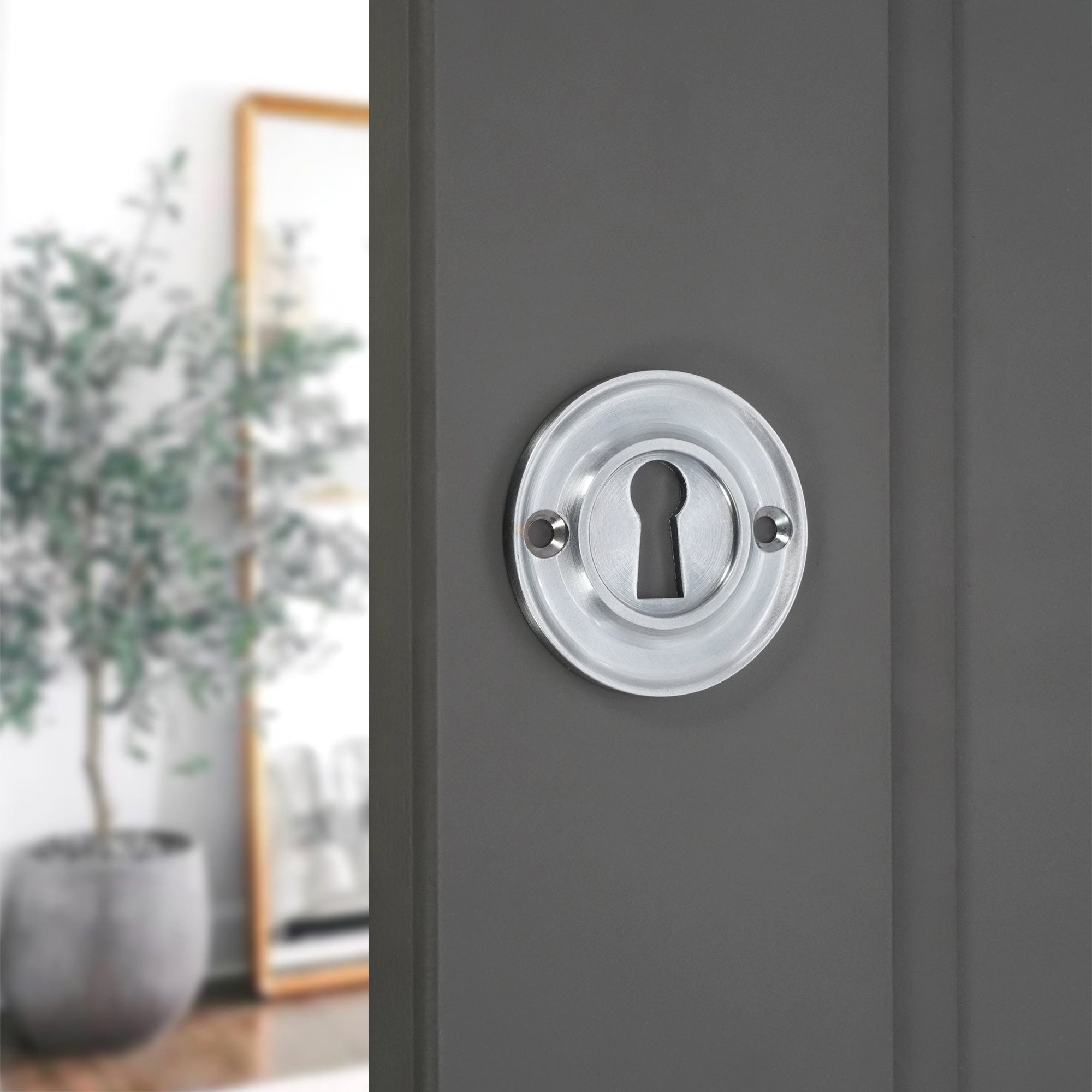 Slimline Standard Escutcheon Satin Chrome - Escutcheon - Spira Brass - Yester Home