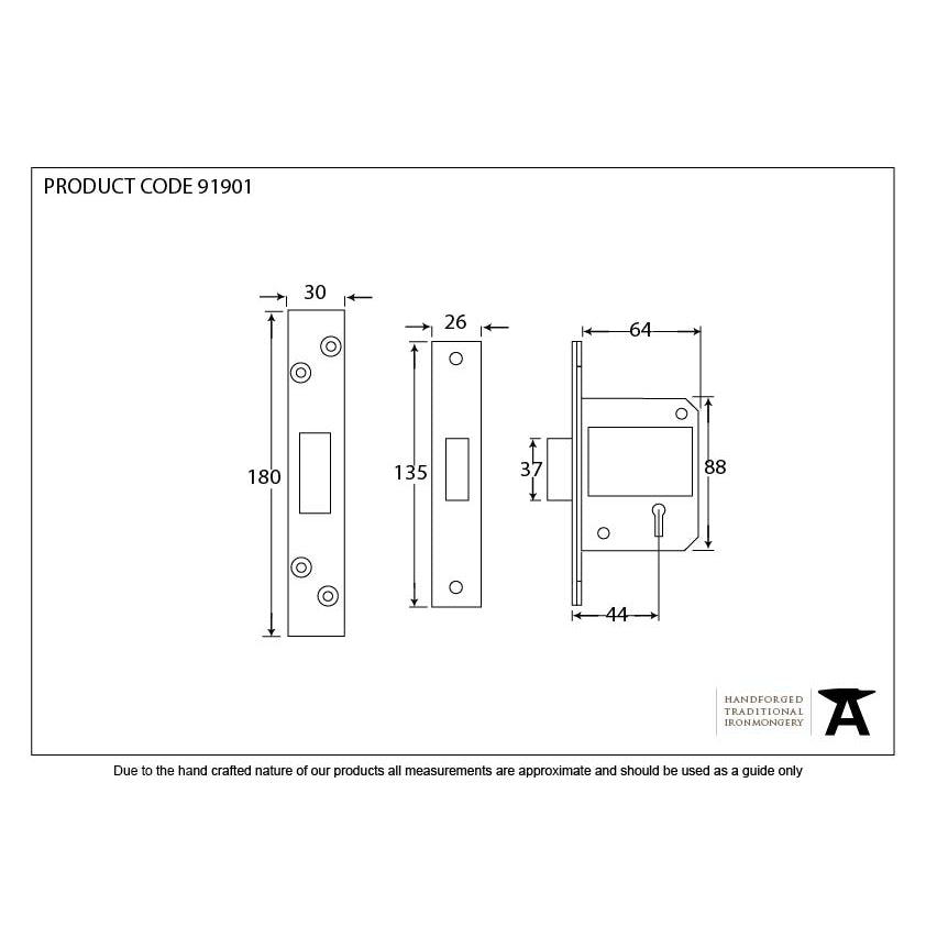 SS 2½" 5 Lever BS Deadlock KA | From The Anvil-Deadlocks & Deadbolts-Yester Home