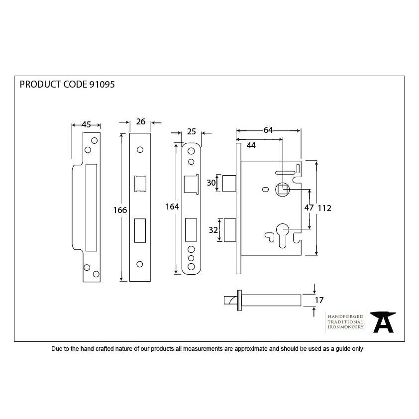 SSS 2½" Euro Profile Sash Lock | From The Anvil-Euro Locks-Yester Home