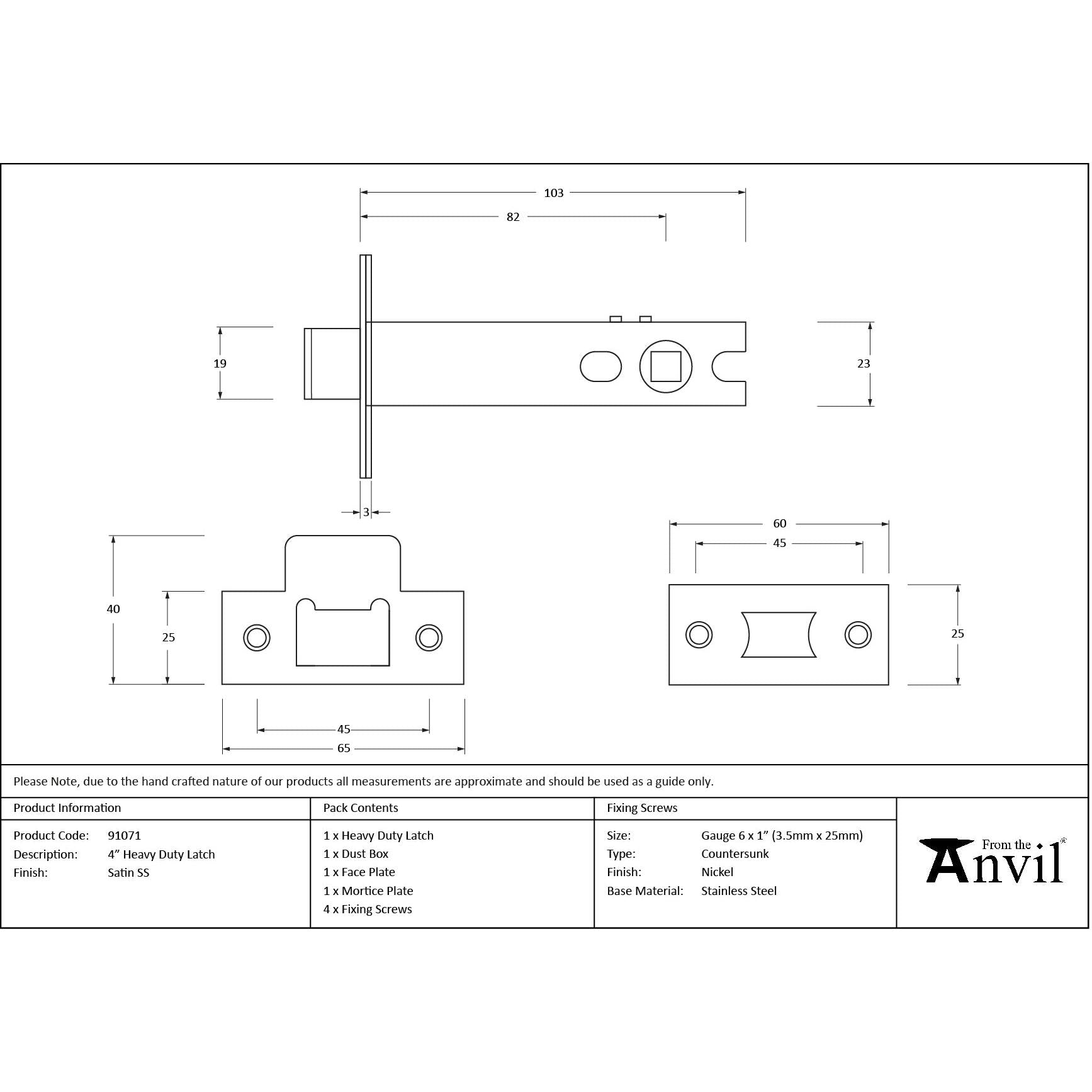 SSS 4" Heavy Duty Latch | From The Anvil - Latches - From The Anvil - Yester Home