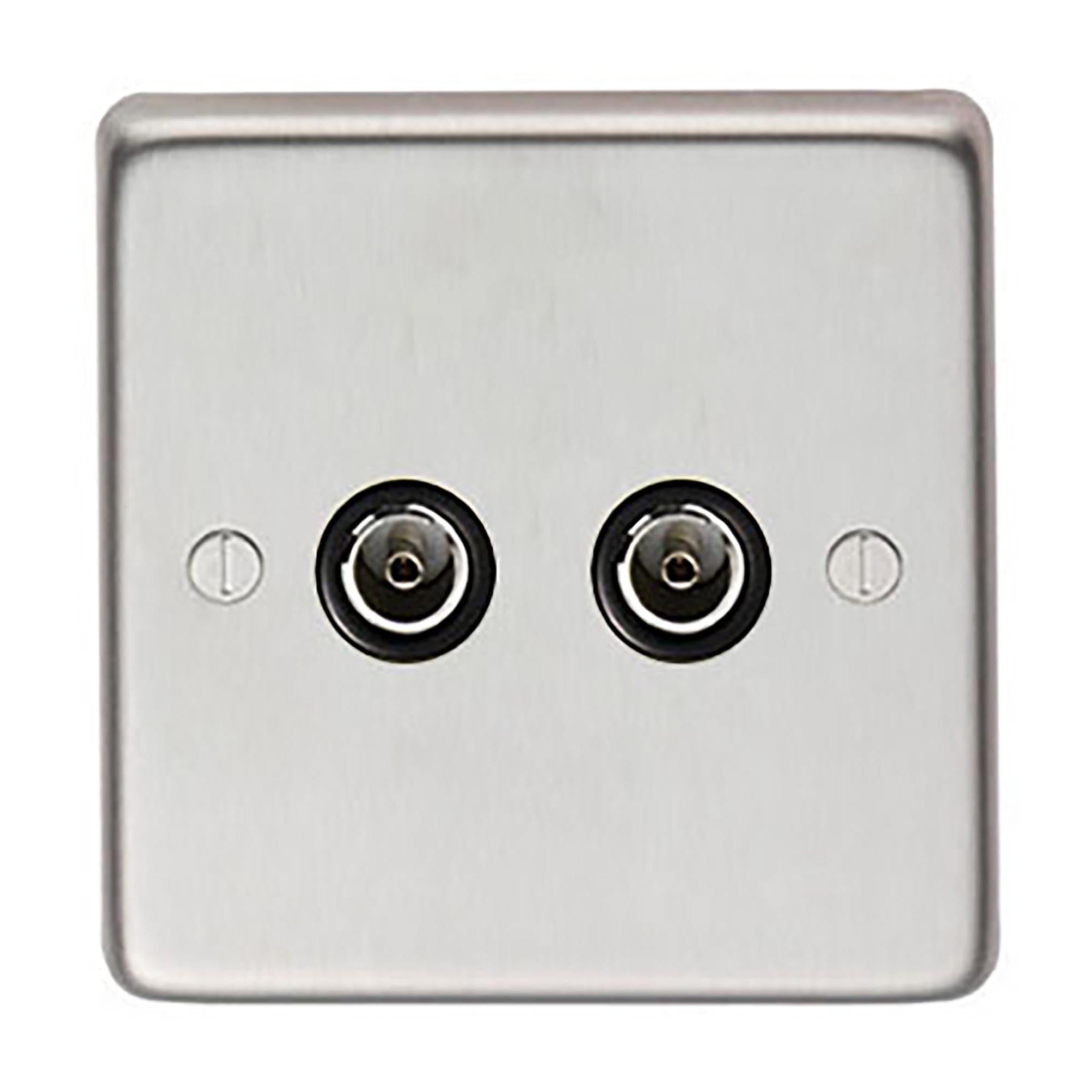 SSS Double TV Socket | From The Anvil - Electrical Switches & Sockets - From The Anvil - Yester Home