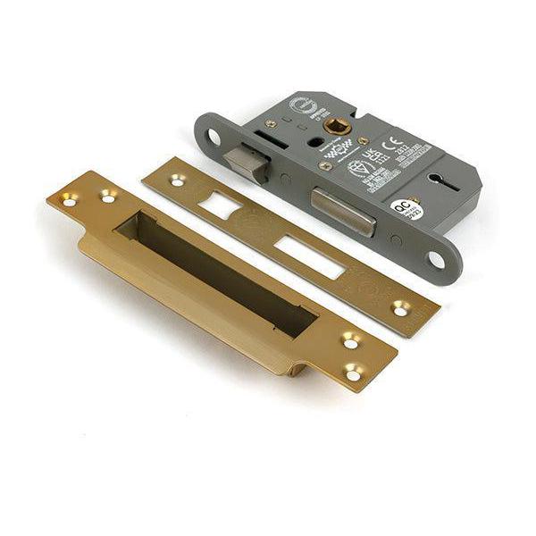 Satin Brass 2½" 5 Lever BS Sash Lock KA - Sash Locks - From The Anvil - Yester Home