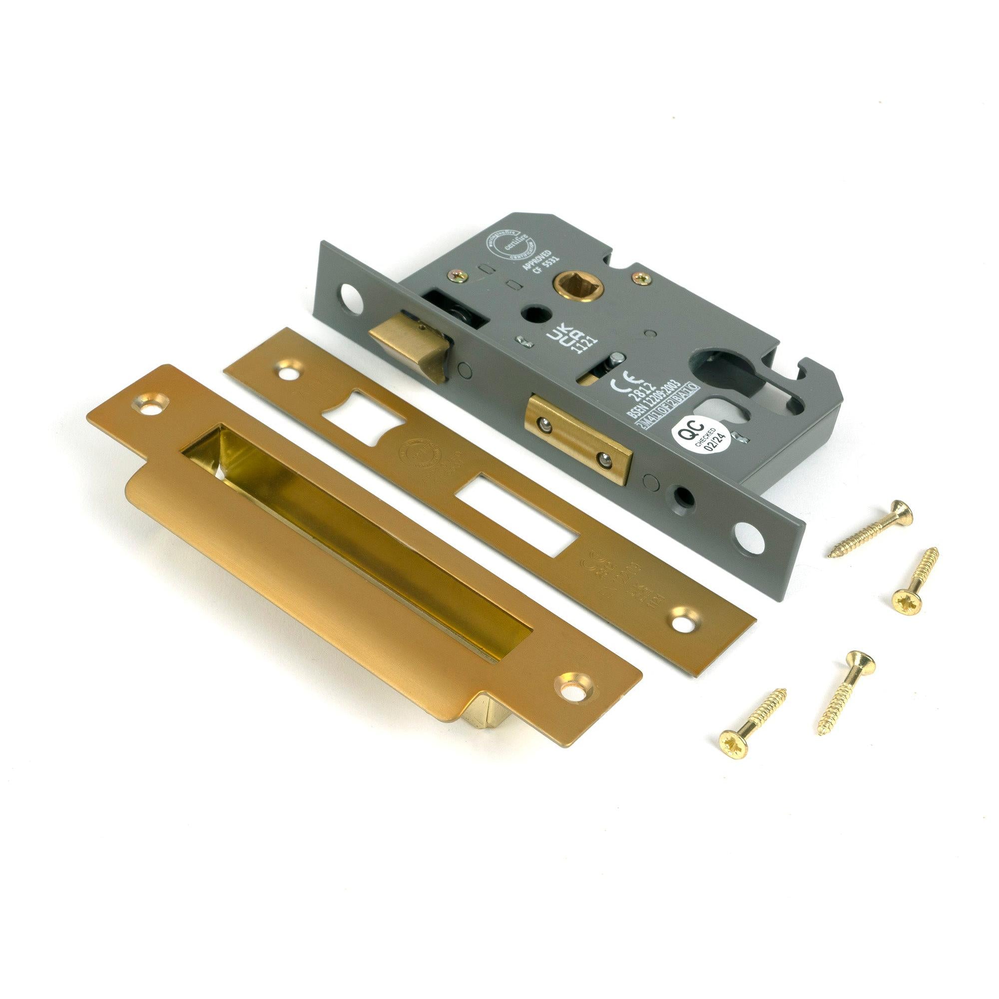 Satin Brass 2½" Euro Profile Sash Lock - Euro Locks - From The Anvil - Yester Home