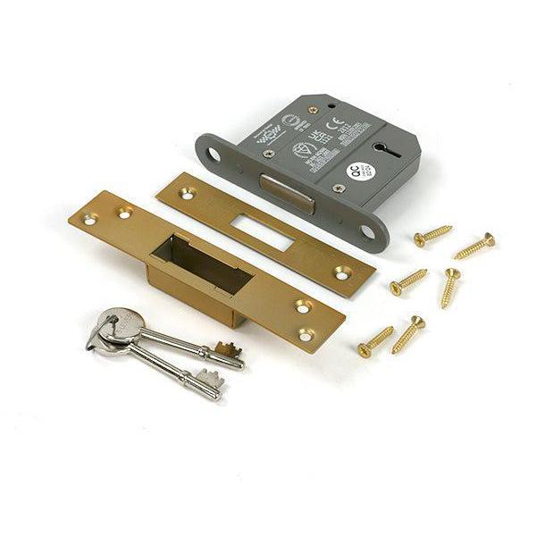 Satin Brass 3" 5 Lever BS Dead Lock - Deadlocks & Deadbolts - From The Anvil - Yester Home
