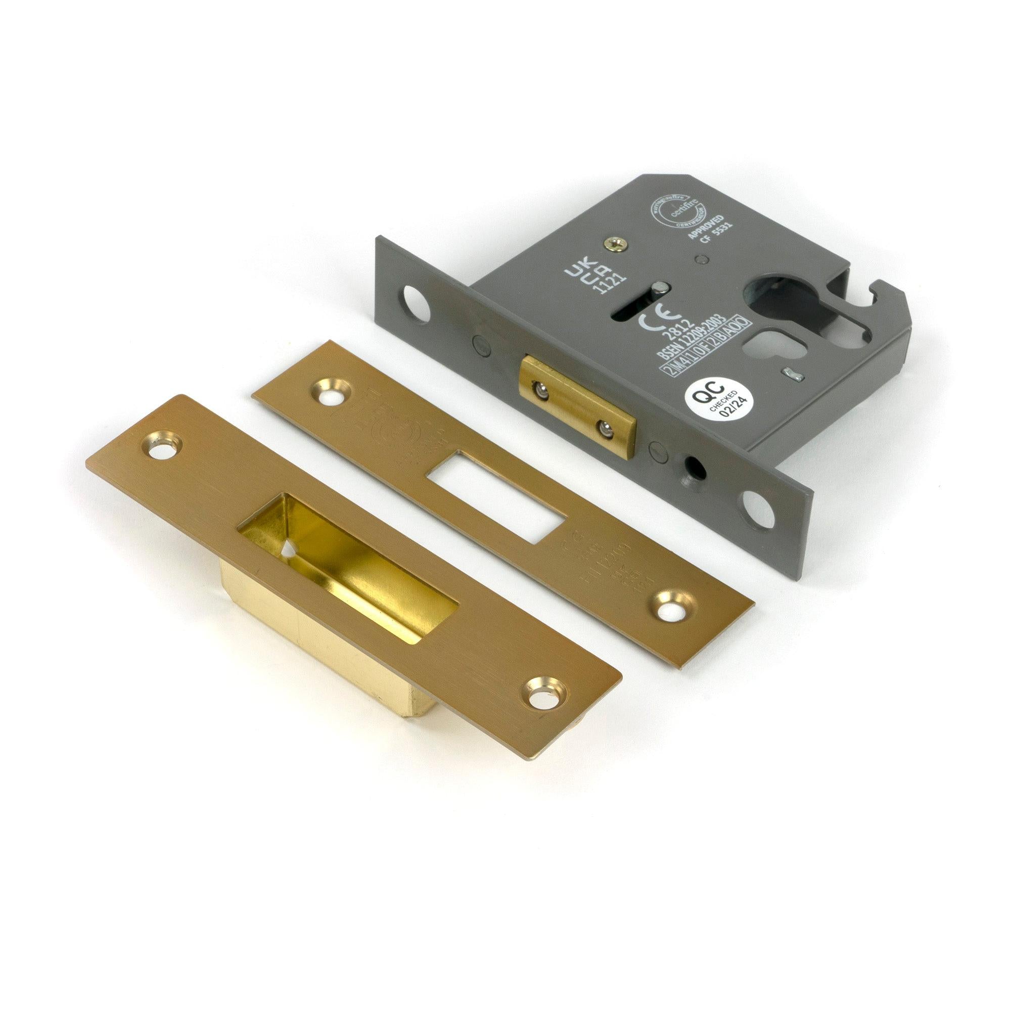 Satin Brass 3" Euro Profile Dead Lock - Deadlocks & Deadbolts - From The Anvil - Yester Home