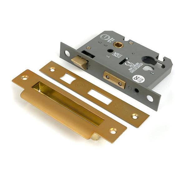 Satin Brass 3" Euro Profile Sash Lock - Euro Locks - From The Anvil - Yester Home