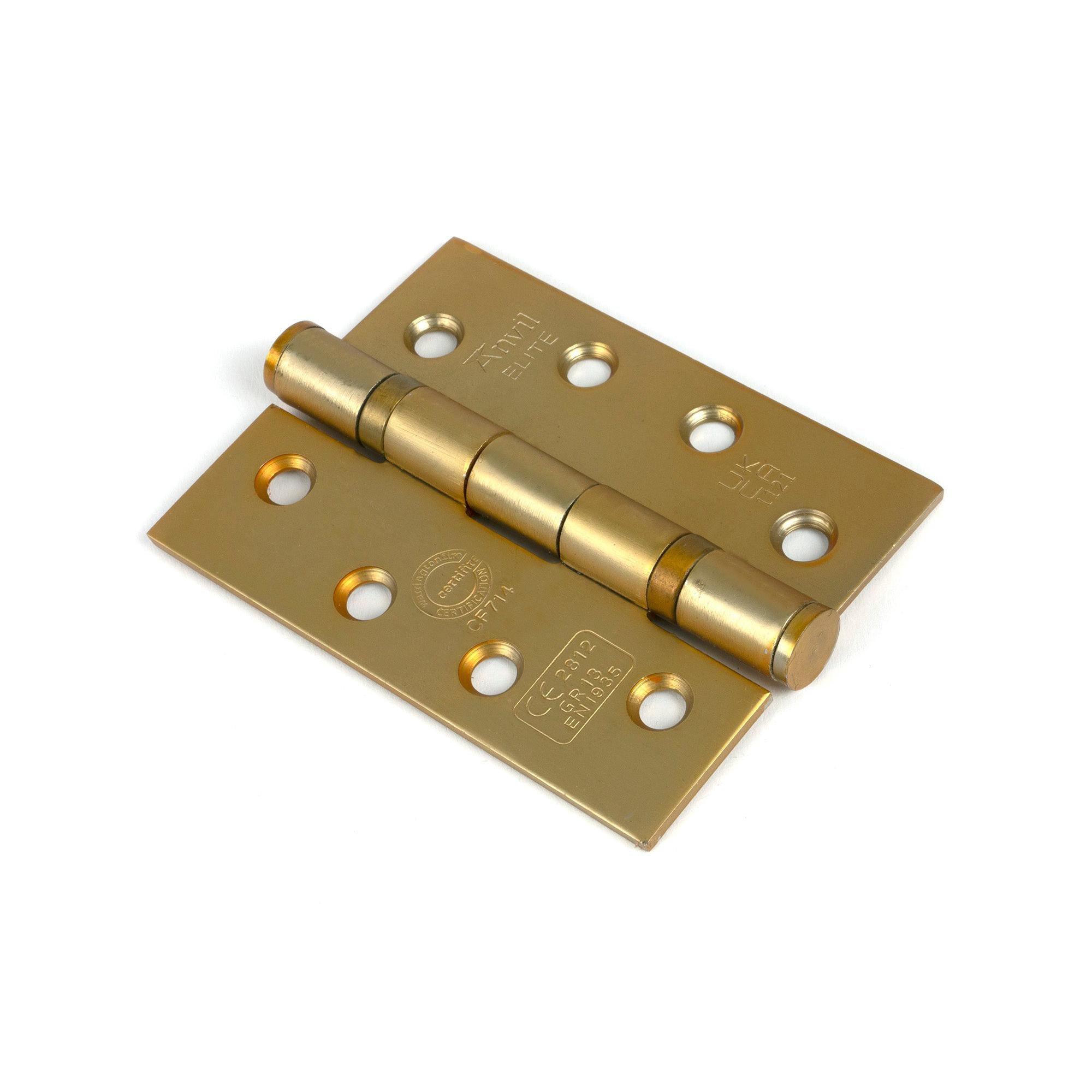 Satin Brass 4" Ball Bearing Butt Hinge (Pair) ss - Butt Hinges - From The Anvil - Yester Home
