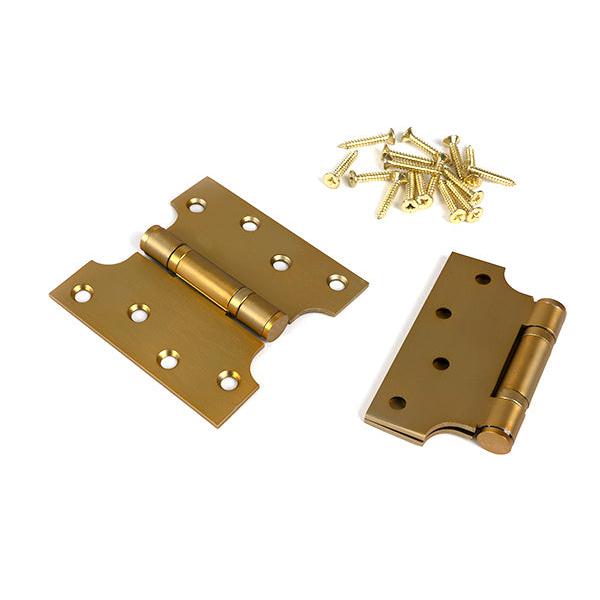 Satin Brass 4" x 2" x 4"  Parliament Hinge (pair) ss - Parliament Hinges - From The Anvil - Yester Home