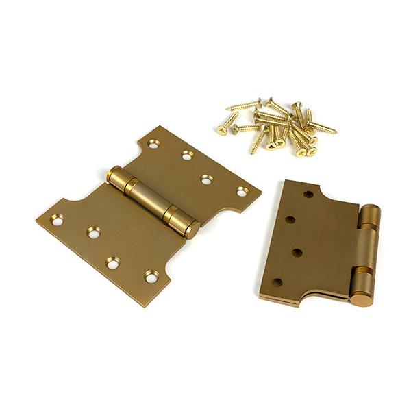 Satin Brass 4" x 3" x 5" Parliament Hinge (pair) ss - Parliament Hinges - From The Anvil - Yester Home