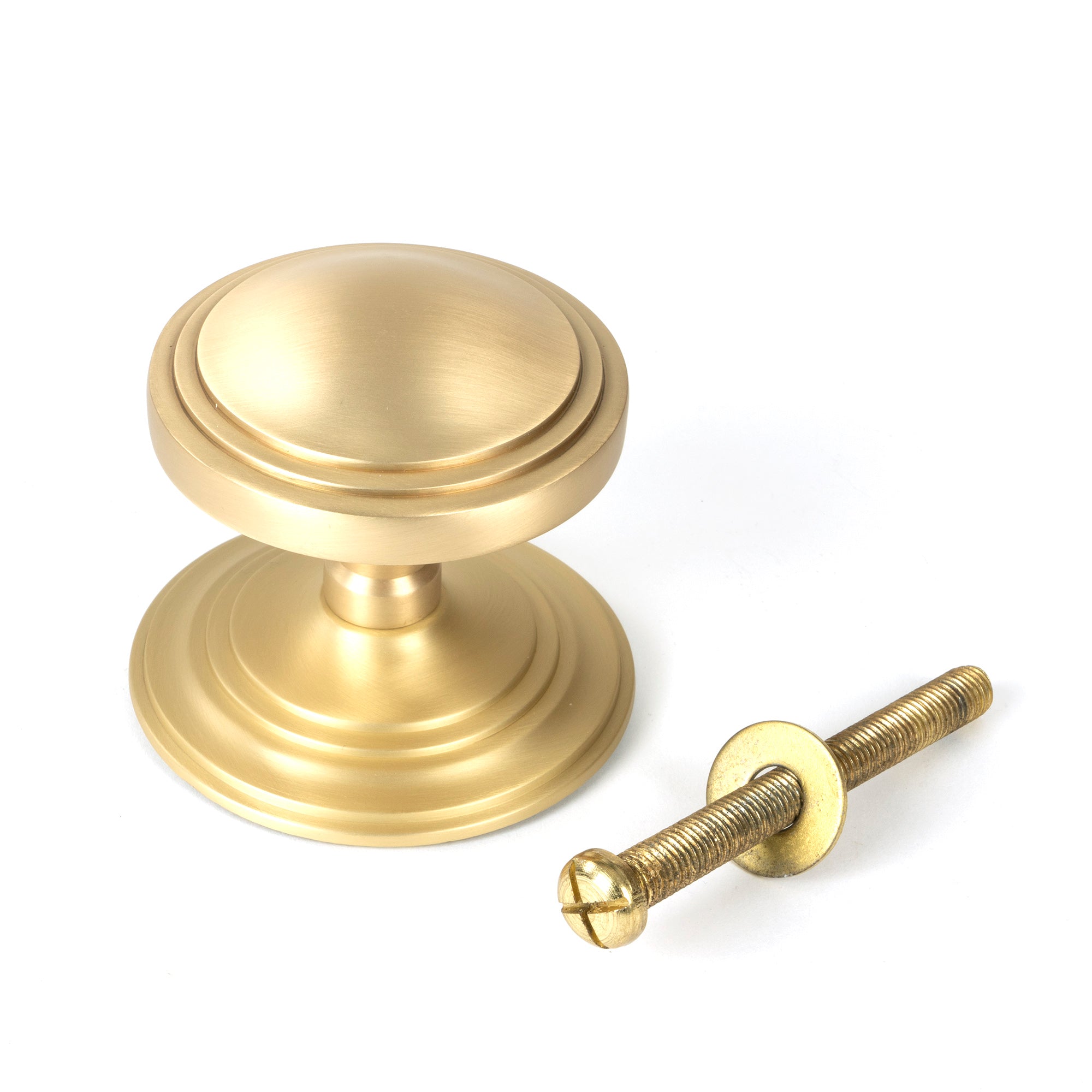 Satin Brass Art Deco Centre Door Knob | From The Anvil - Centre Door Knobs - From The Anvil - Yester Home