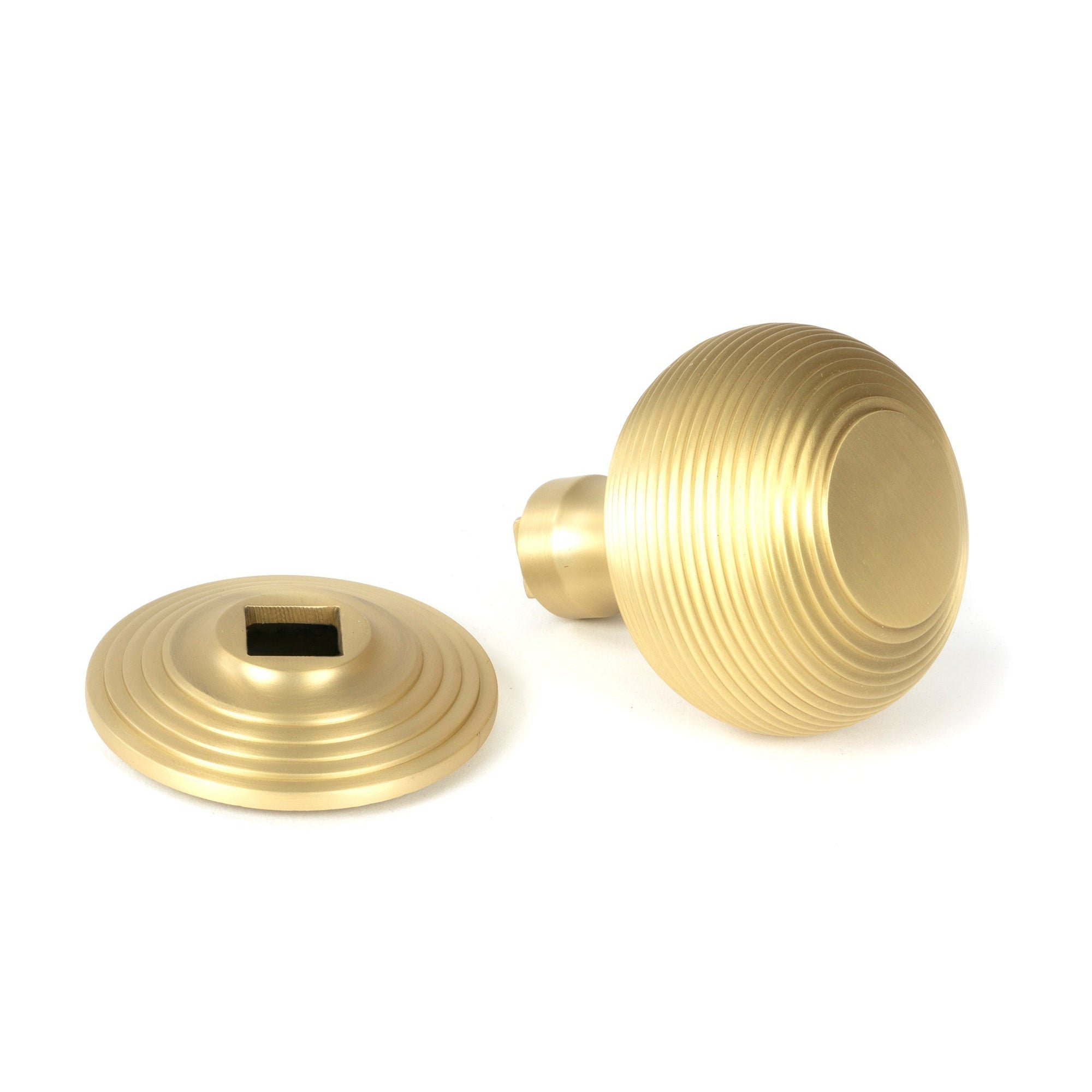 Satin Brass Beehive Centre Door Knob | From The Anvil-Centre Door Knobs-Yester Home