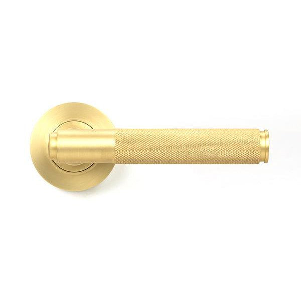Satin Brass Brompton Lever on Rose Set (Plain) | From The Anvil-Concealed-Yester Home