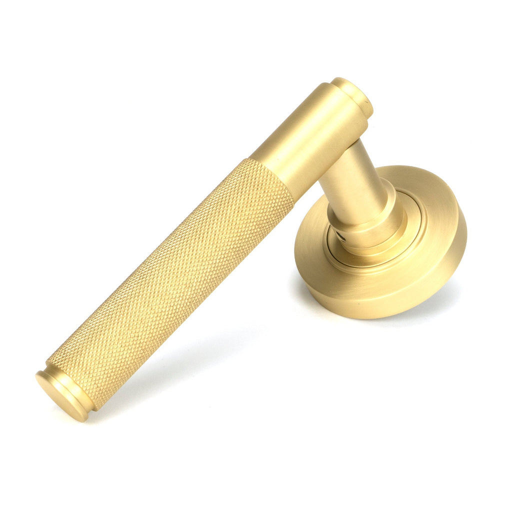 Satin Brass Brompton Lever on Rose Set (Plain) | From The Anvil-Concealed-Yester Home
