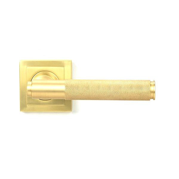 Satin Brass Brompton Lever on Rose Set (Square) | From The Anvil-Concealed-Yester Home