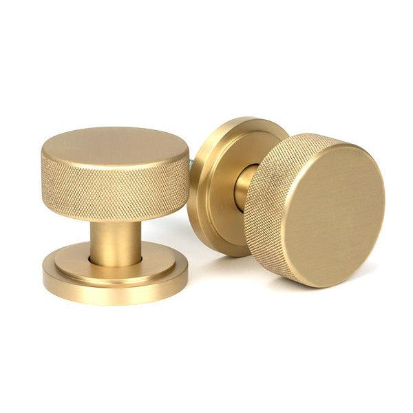 Satin Brass Brompton Mortice/Rim Knob Set (Art Deco) | From The Anvil-Mortice Knobs-Yester Home