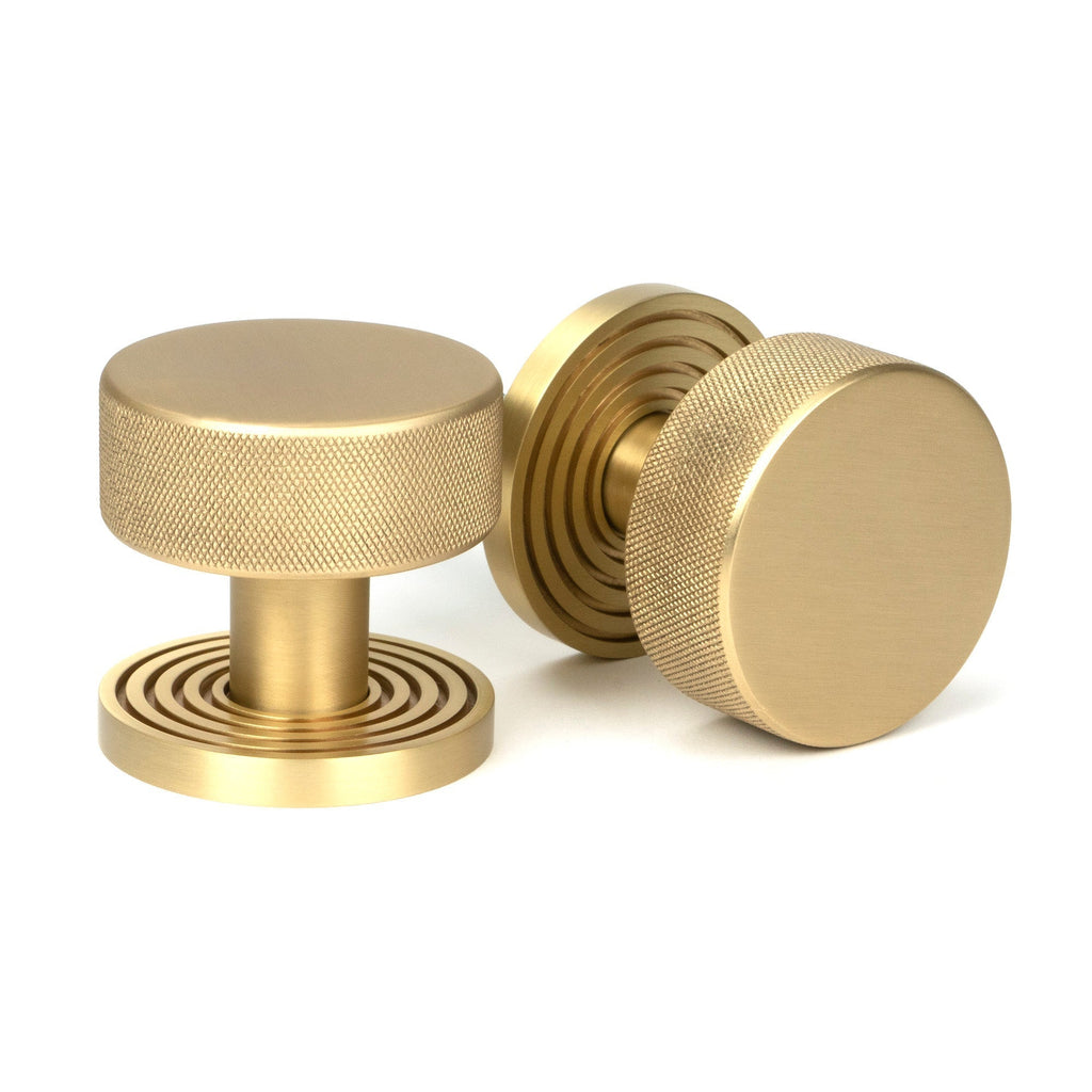 Satin Brass Brompton Mortice/Rim Knob Set (Beehive) | From The Anvil-Mortice Knobs-Yester Home
