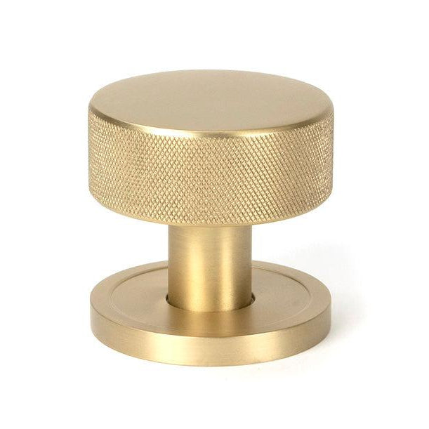 Satin Brass Brompton Mortice/Rim Knob Set (Plain) | From The Anvil-Mortice Knobs-Yester Home