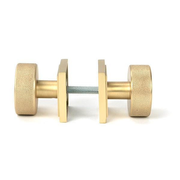 Satin Brass Brompton Mortice/Rim Knob Set (Square)-Mortice Knobs-Yester Home
