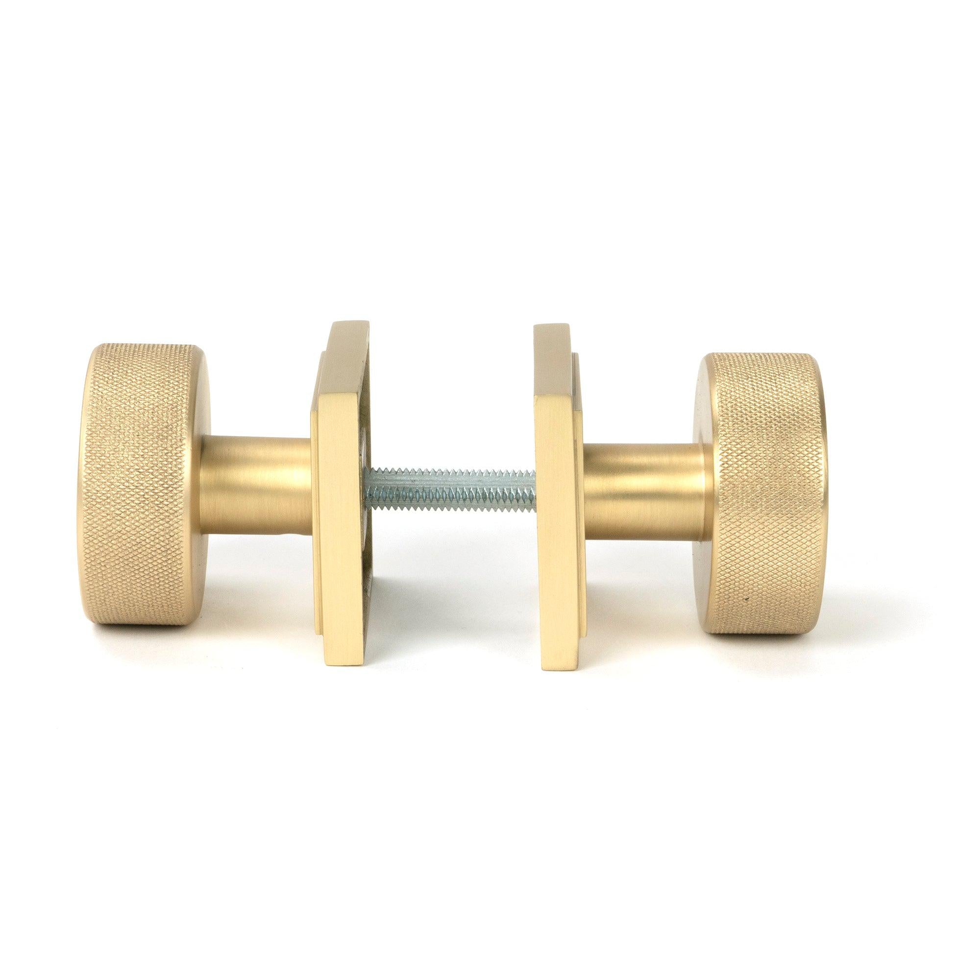 Satin Brass Brompton Mortice/Rim Knob Set (Square) - Mortice Knobs - From The Anvil - Yester Home