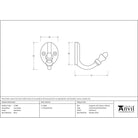 Satin Brass Coat Hook | From The Anvil - Coat Hooks - From The Anvil - Yester Home