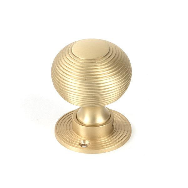 Satin Brass Heavy Beehive Mortice/Rim Knob Set | From The Anvil-Mortice Knobs-Yester Home
