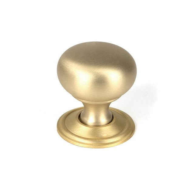Satin Brass Mushroom Cabinet Knob 32mm | From The Anvil