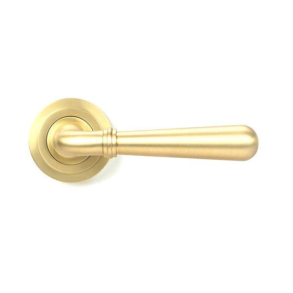Satin Brass Newbury Lever on Rose Set (Art Deco) | From The Anvil-Concealed-Yester Home