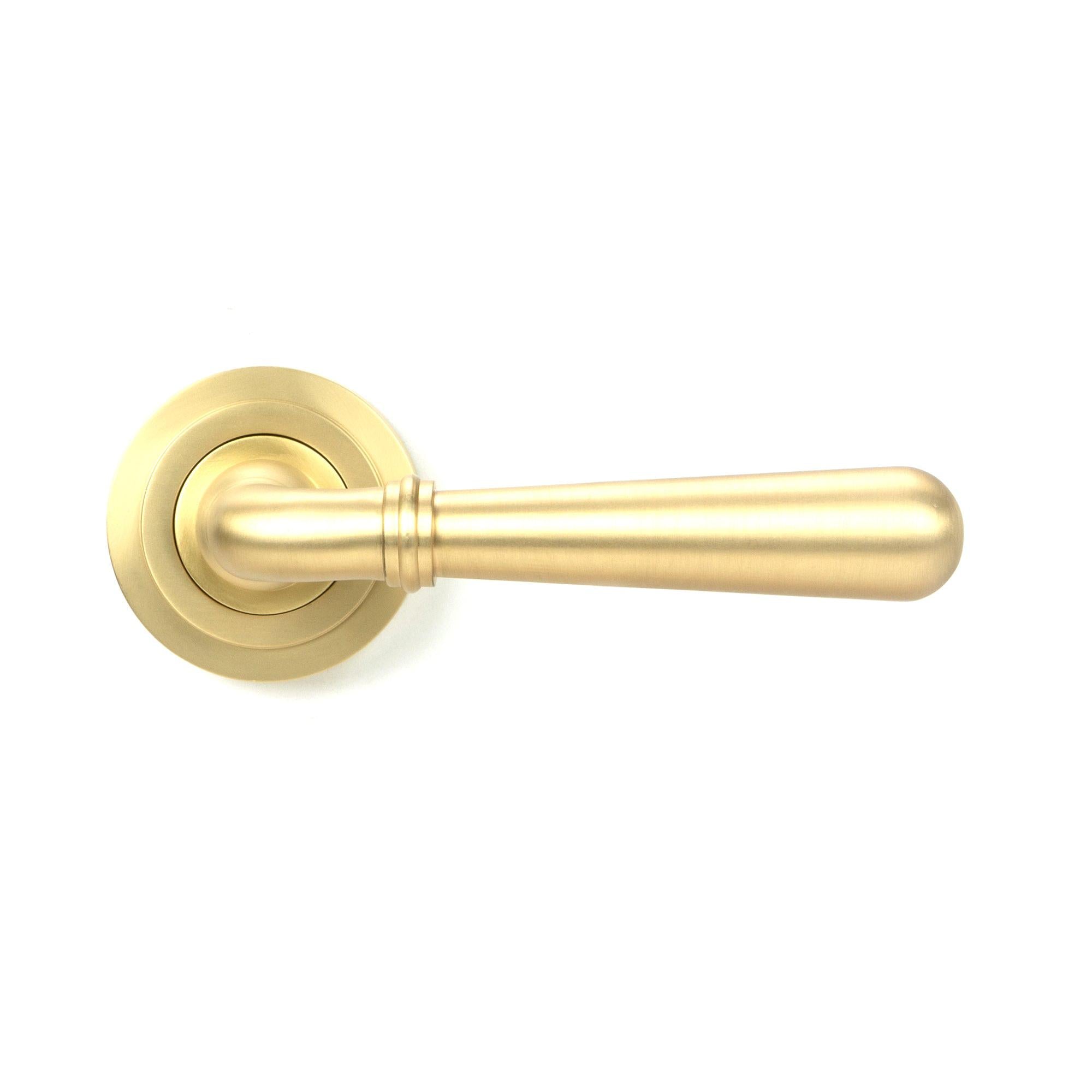 Satin Brass Newbury Lever on Rose Set (Art Deco) | From The Anvil - Concealed - From The Anvil - Yester Home