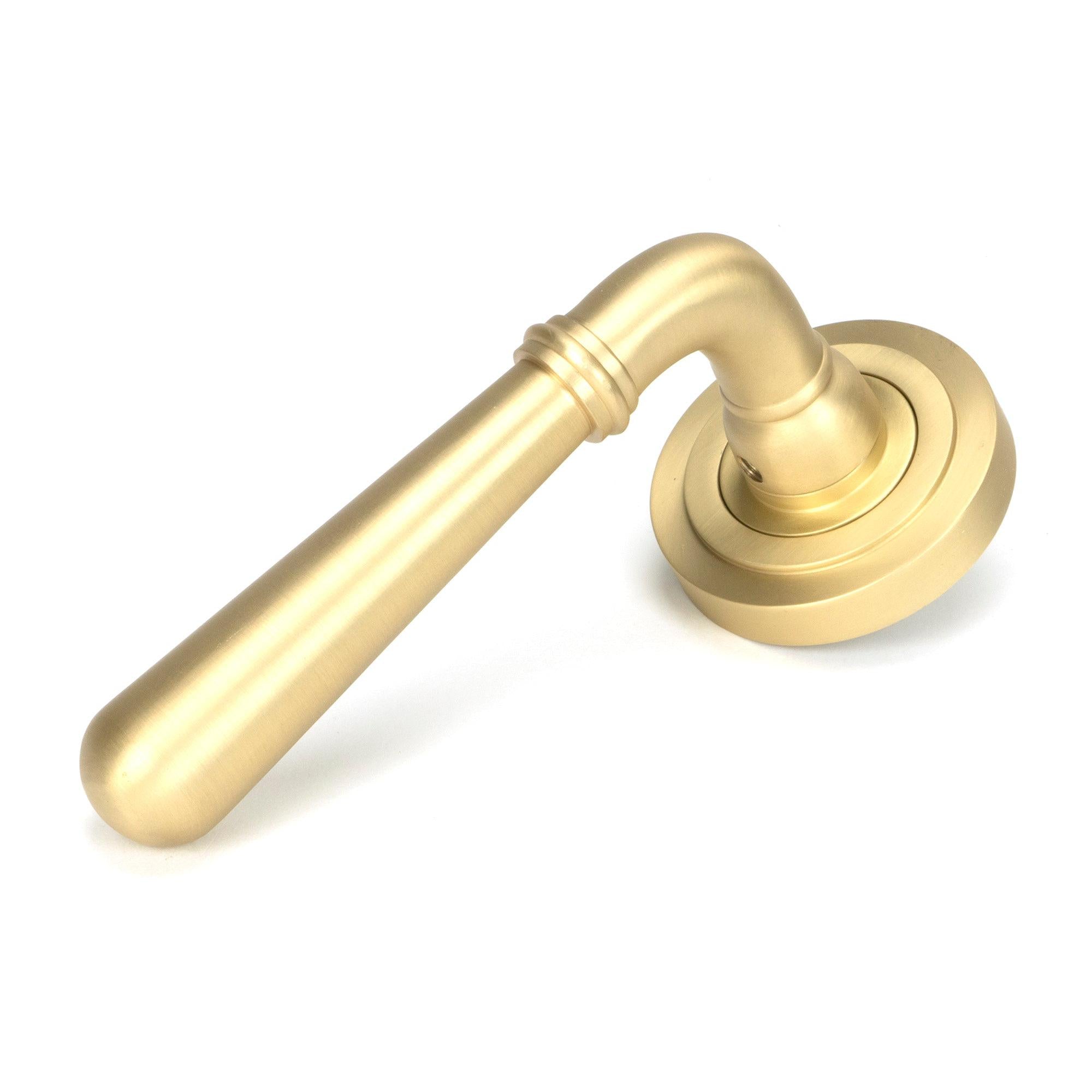 Satin Brass Newbury Lever on Rose Set (Art Deco) - Unsprung | From The Anvil - Concealed - From The Anvil - Yester Home