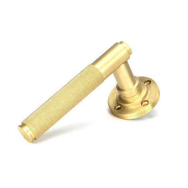 Satin Brass Newbury Lever on Rose Set (Beehive) | From The Anvil-Concealed-Yester Home