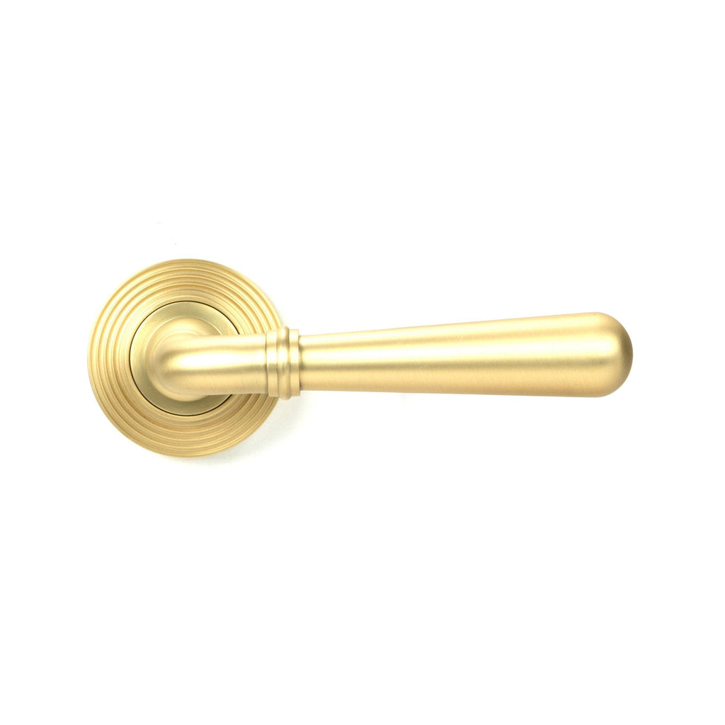 Satin Brass Newbury Lever on Rose Set (Beehive) - Unsprung | From The Anvil-Concealed-Yester Home