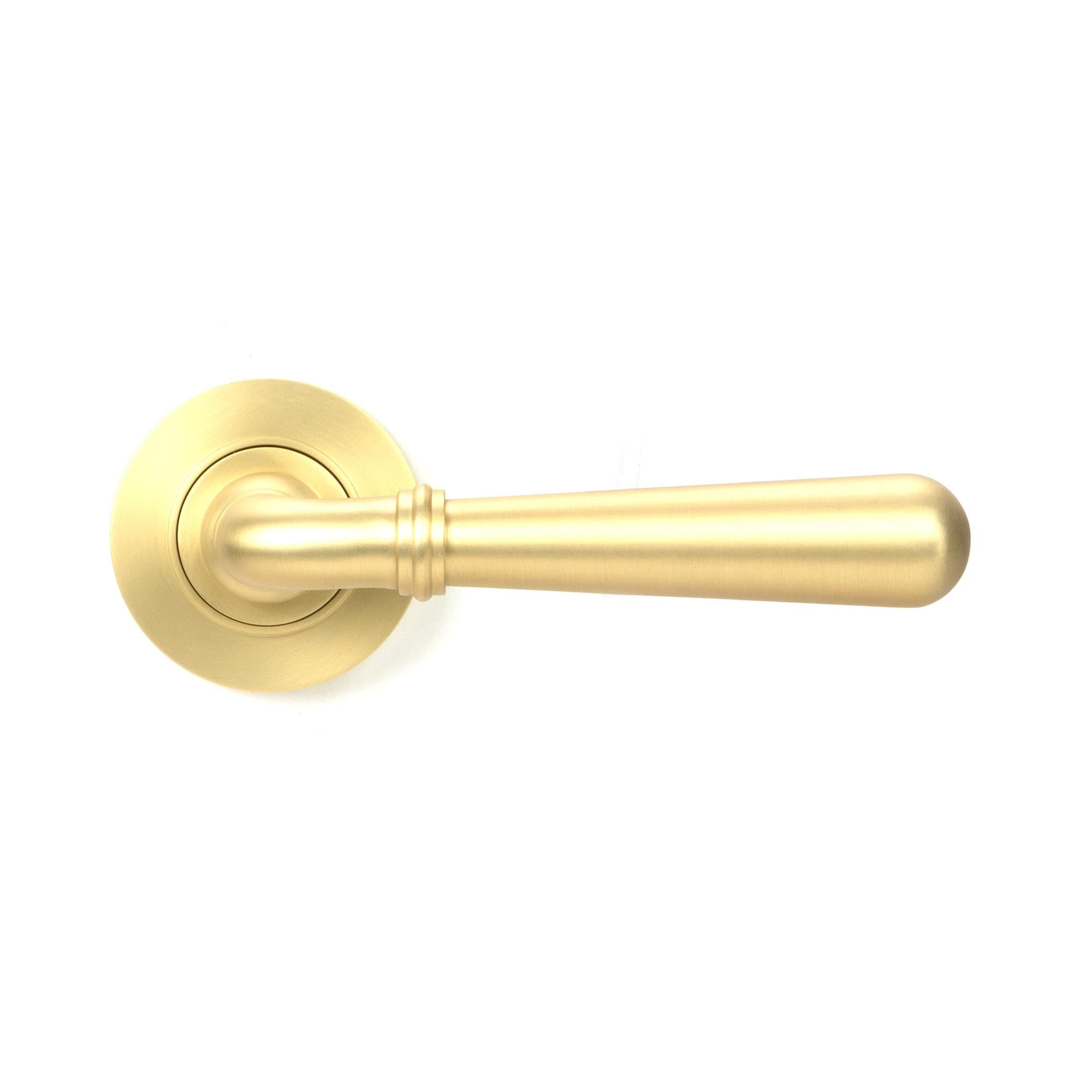 Satin Brass Newbury Lever on Rose Set (Plain) - Unsprung | From The Anvil - Concealed - From The Anvil - Yester Home