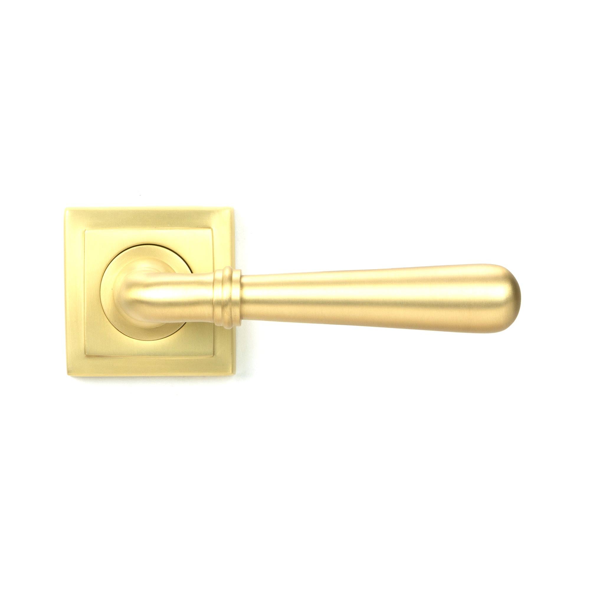 Satin Brass Newbury Lever on Rose Set (Square) | From The Anvil - Concealed - From The Anvil - Yester Home