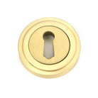 Satin Brass Round Escutcheon (Art Deco) | From The Anvil-Escutcheons-Yester Home