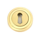 Satin Brass Round Escutcheon (Art Deco) | From The Anvil-Escutcheons-Yester Home