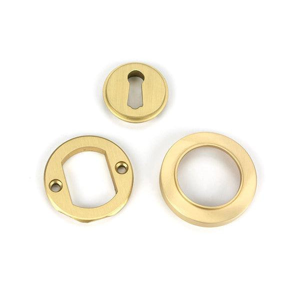 Satin Brass Round Escutcheon (Plain) | From The Anvil-Escutcheons-Yester Home