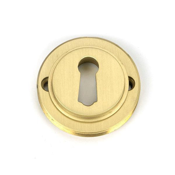 Satin Brass Round Escutcheon (Square) | From The Anvil-Escutcheons-Yester Home