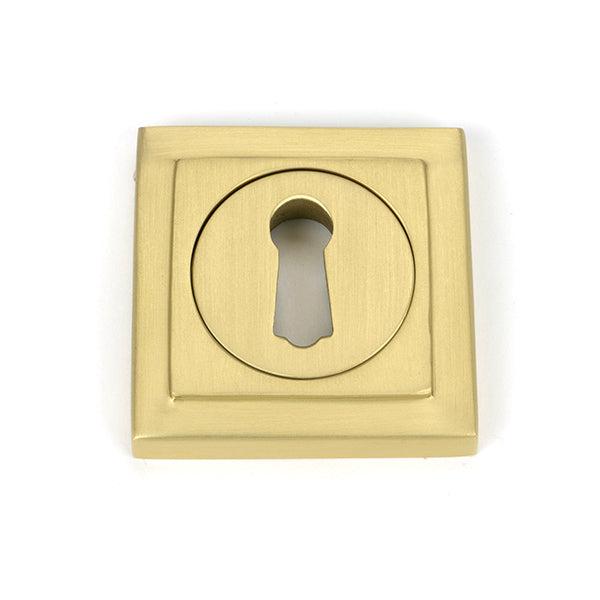 Satin Brass Round Escutcheon (Square) | From The Anvil-Escutcheons-Yester Home