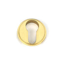 Satin Brass Round Euro Escutcheon (Art Deco) | From The Anvil-Euro Escutcheons-Yester Home
