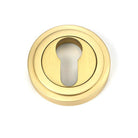Satin Brass Round Euro Escutcheon (Art Deco) | From The Anvil-Euro Escutcheons-Yester Home