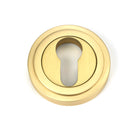 Satin Brass Round Euro Escutcheon (Art Deco) | From The Anvil - Euro Escutcheons - From The Anvil - Yester Home