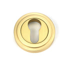 Satin Brass Round Euro Escutcheon (Art Deco) | From The Anvil-Euro Escutcheons-Yester Home