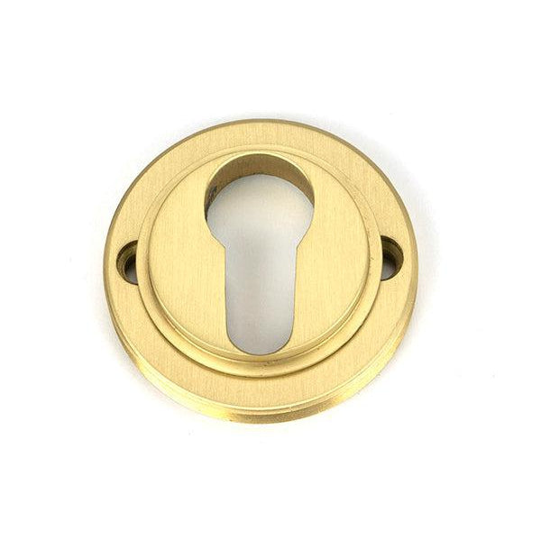 Satin Brass Round Euro Escutcheon (Plain) | From The Anvil-Euro Escutcheons-Yester Home