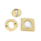 Satin Brass Round Euro Escutcheon (Square) | From The Anvil-Euro Escutcheons-Yester Home