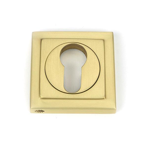 Satin Brass Round Euro Escutcheon (Square) | From The Anvil-Euro Escutcheons-Yester Home