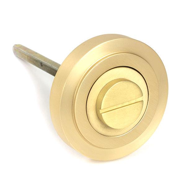 Satin Brass Round Thumbturn Set (Art Deco) | From The Anvil-Thumbturns-Yester Home
