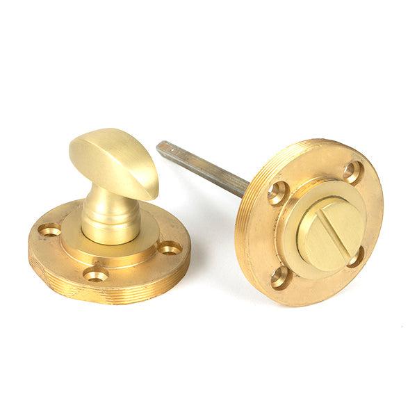 Satin Brass Round Thumbturn Set (Art Deco) | From The Anvil-Thumbturns-Yester Home
