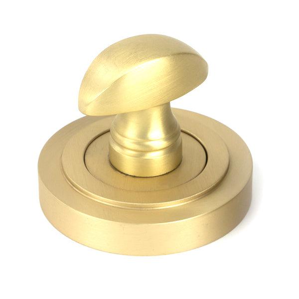 Satin Brass Round Thumbturn Set (Art Deco) | From The Anvil-Thumbturns-Yester Home