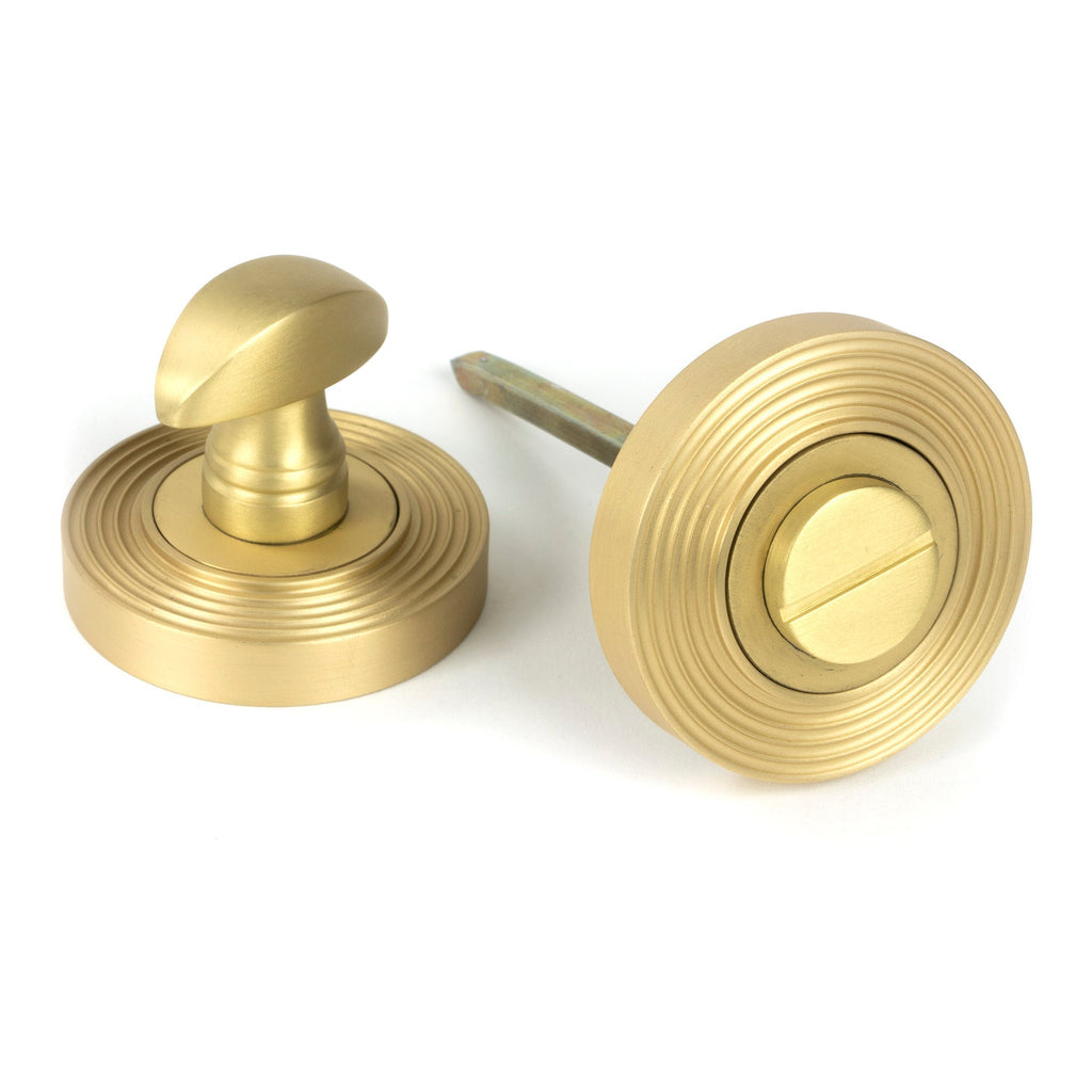 Satin Brass Round Thumbturn Set (Beehive) | From The Anvil-Thumbturns-Yester Home
