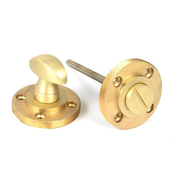 Satin Brass Round Thumbturn Set (Plain) | From The Anvil-Thumbturns-Yester Home